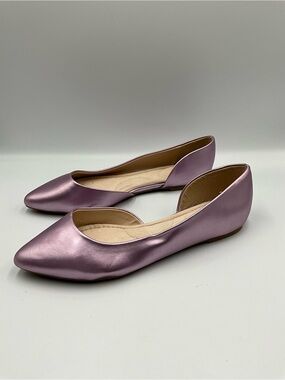Avon Flats Size 8 Mauve Metallic Lavender Pointed-Toe D'Orsay Flats